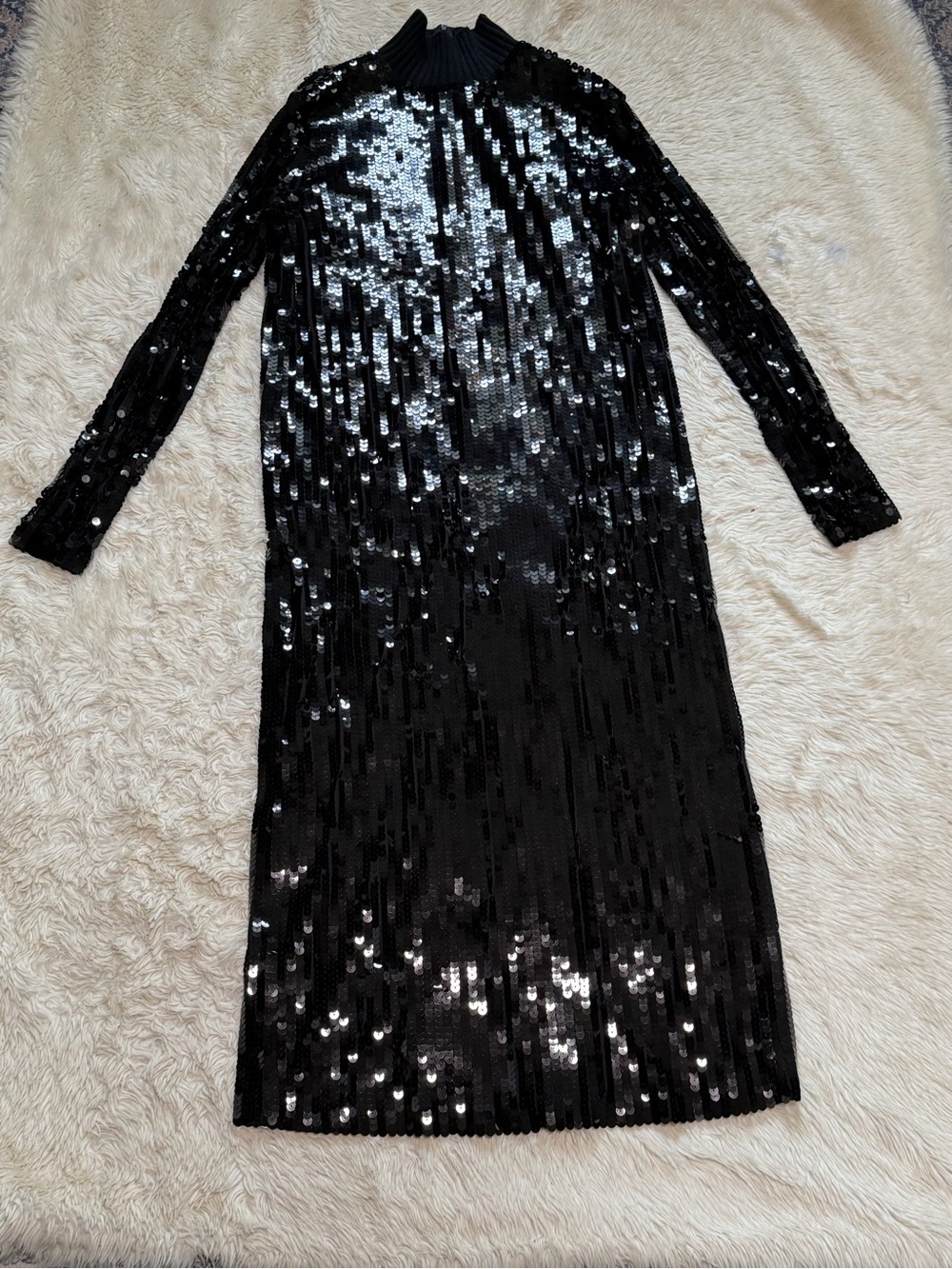Zara Long Black Sequin Limited Edition Dress - Size Medium - Picture 3 of 6